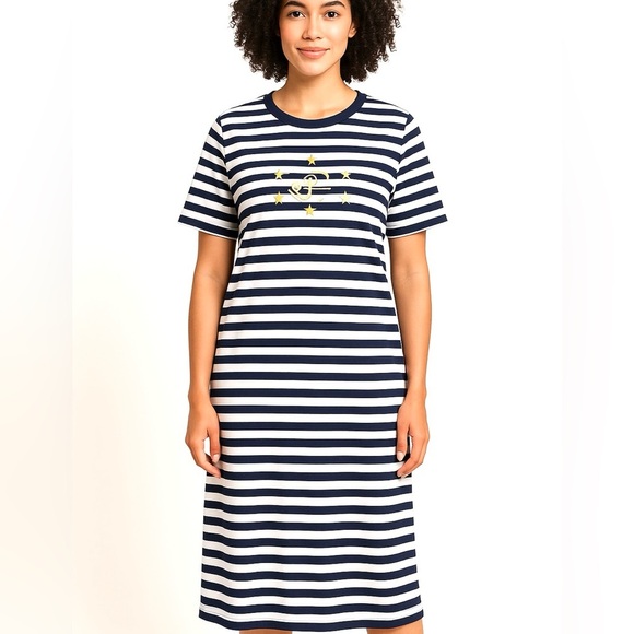 Vintage Old Dell Designs striped Maxi dress, Sz M - Picture 1 of 7